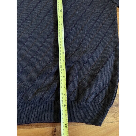 Vtg Idea Uomo Wool Blend Sweater Striped M Made In Italy Brown Preppy Professor - Picture 11 of 11